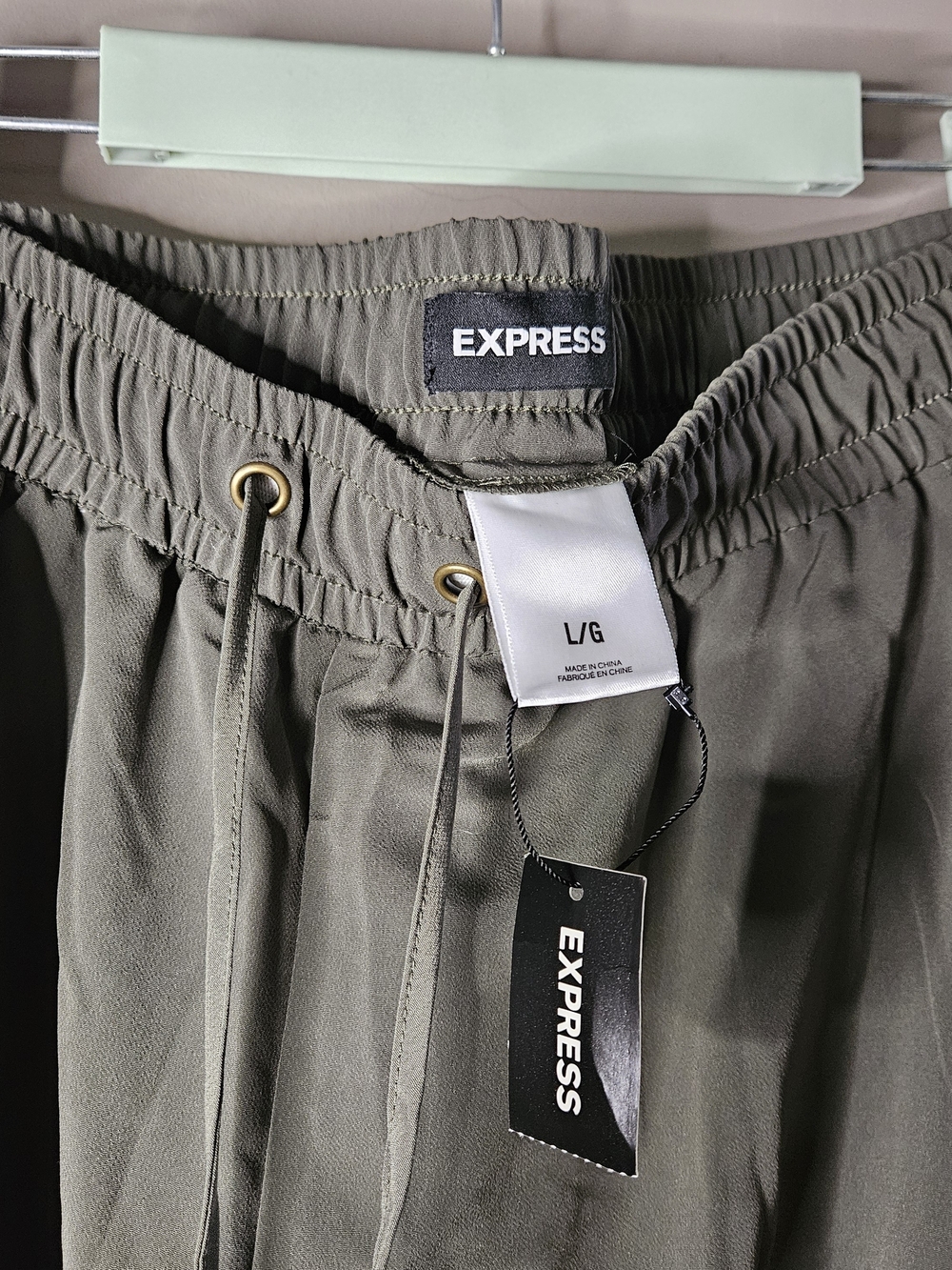 Express Olive Green Drawstring Pants
